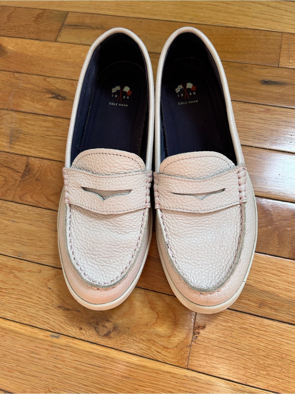Cole Haan Shoes Womens 10 B Pink Leather Flat Penny Loafers Pebbled W11071 Prepp